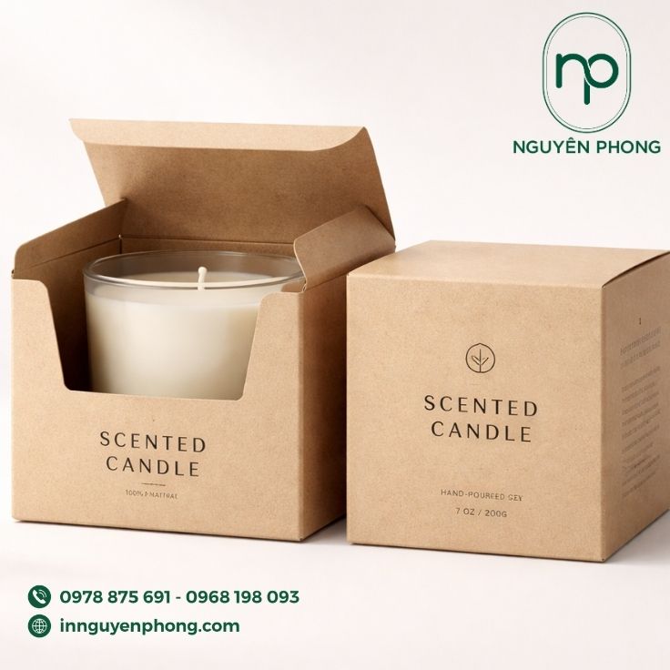 Mẫu hộp kraft đựng nến thơm 